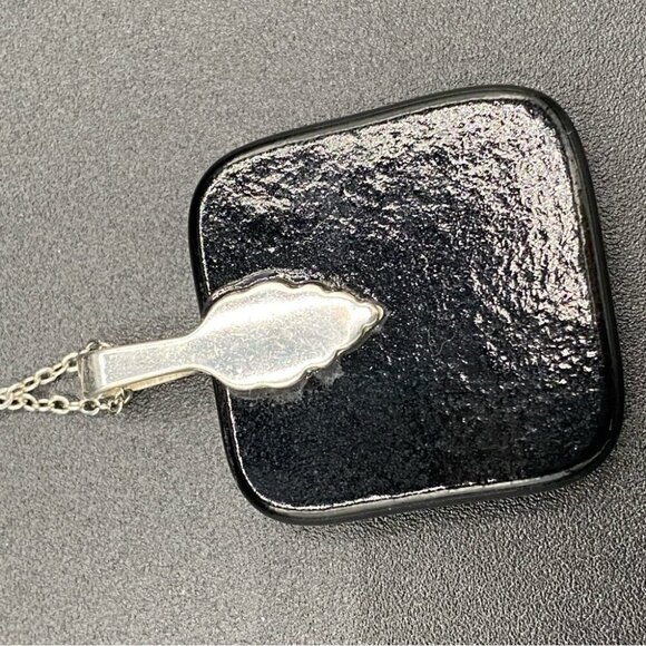 Eccentric Art Glass Neon Colored Square Pendant Necklace - Picture 3 of 8